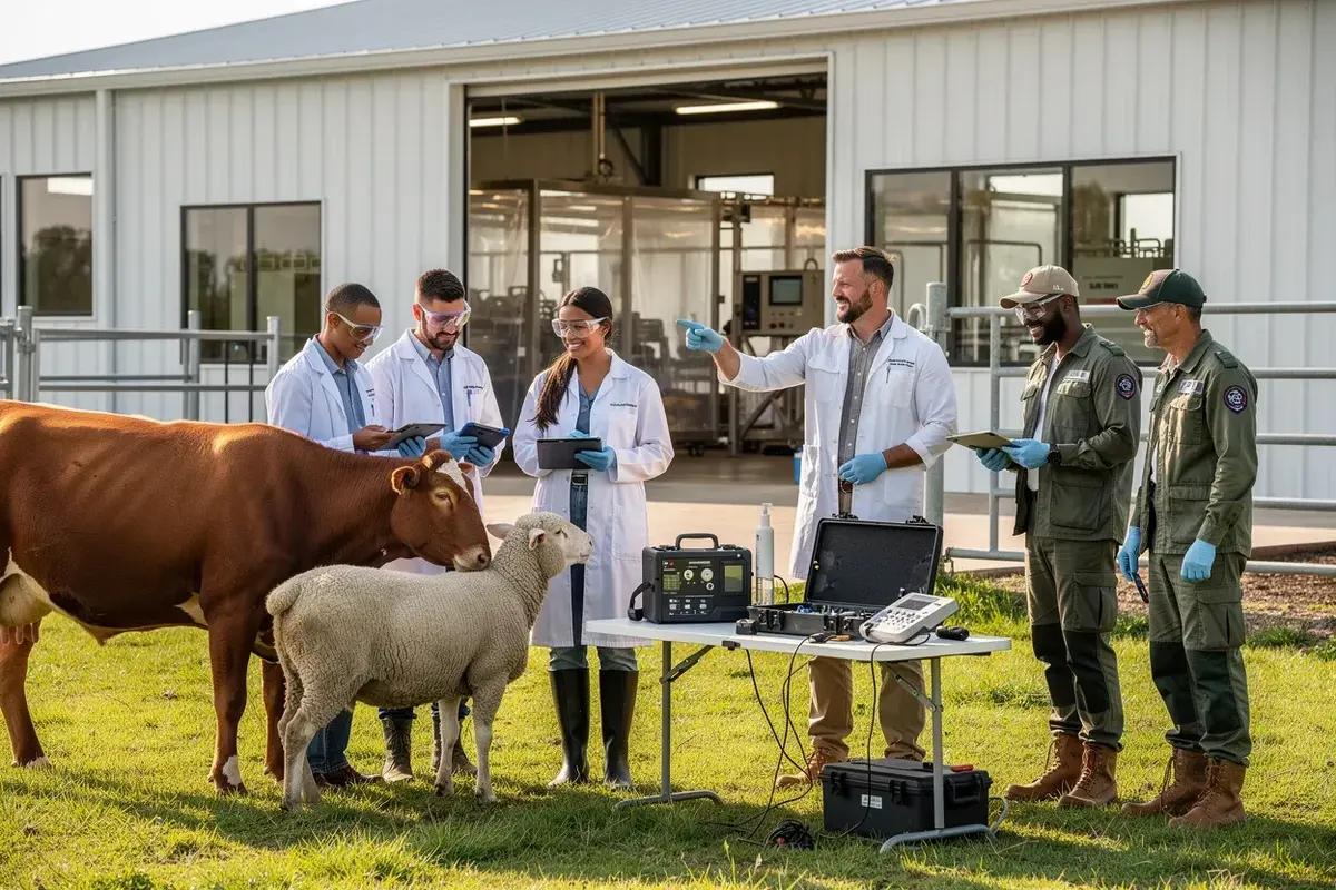 Veterinary professional with animal